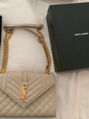 Authentic YSL Saint Laurent Medium
Envelope Bag Dark Beige